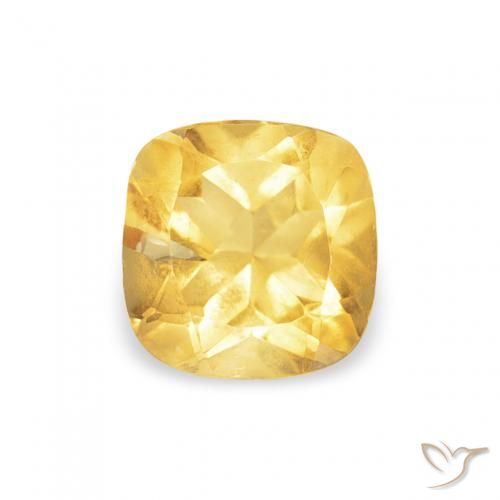 0.52ct 天然 ミディアムゴールデン シトリン, クッション, VS