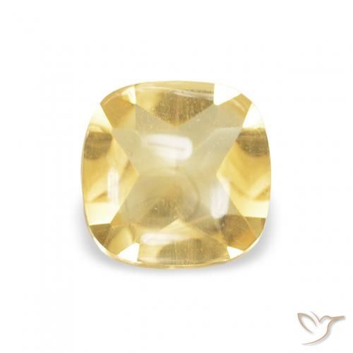 0.46ct 天然 薄いゴールデンイエロー シトリン, クッション, 透明
