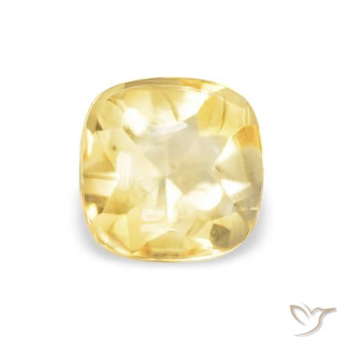 0.66ct 天然 薄いゴールデンイエロー シトリン, クッション, 透明