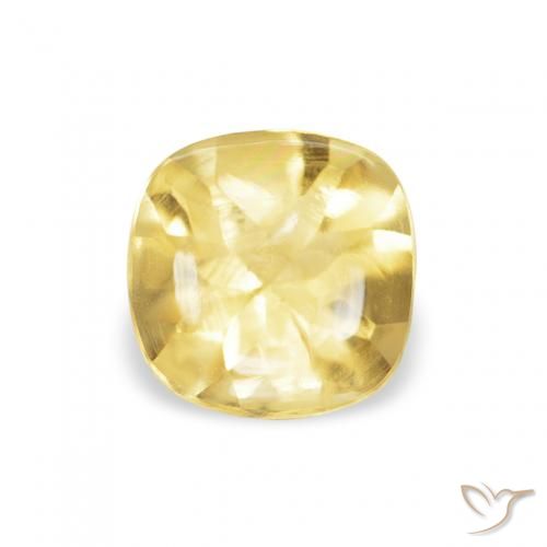 0.51ct 天然 薄いゴールデンイエロー シトリン, クッション, 透明