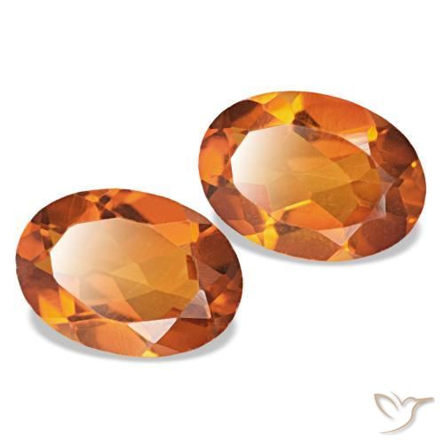 1.34カラットの天然Medium Dark-Orangeシトリン（7.1×5.1 mm・オーバルカット）