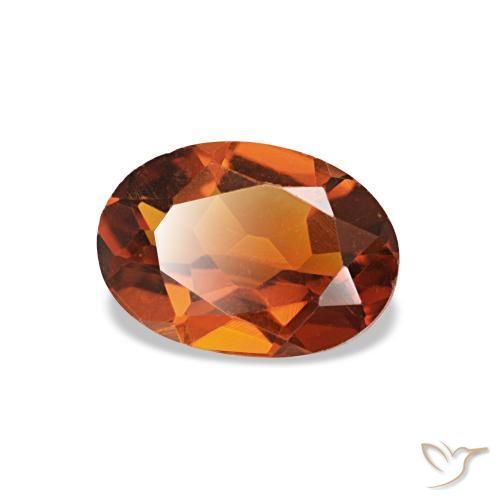 0.60カラットの天然Medium Dark-Orangeシトリン（6.9×4.9 mm・オーバルカット）