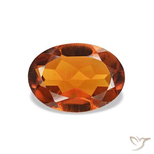 0.73カラットの天然Medium Dark-Orangeシトリン（7.1×5.1 mm・オーバルカット）