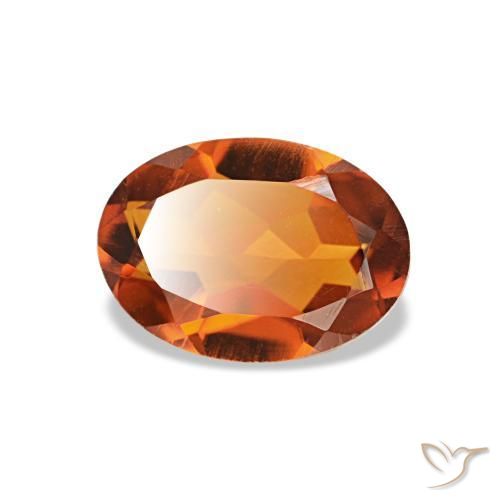 0.73カラットの天然Medium Dark-Orangeシトリン（7.1×5.1 mm・オーバルカット）