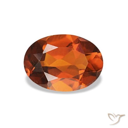 0.69カラットの天然Medium Dark-Orangeシトリン（7.1×5.1 mm・オーバルカット）