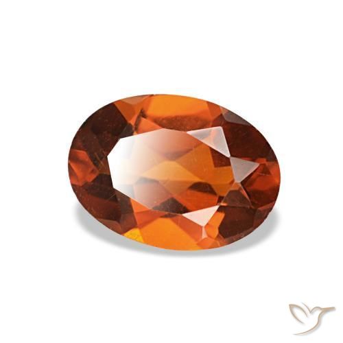 0.69カラットの天然Medium Dark-Orangeシトリン（7.1×5.1 mm・オーバルカット）