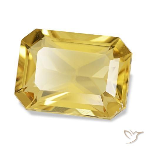 4.59カラットの天然深い黄色シトリン（12.3×9.1 mm・エメラルドカット）