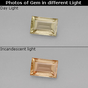 0.86カラットの天然グリーン/ピンク色が変わるダイアスポア、バゲット、VS-SI