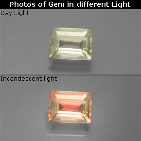 1.05カラットの天然グリーン/ピンク色が変わるダイアスポア、バゲット、VS