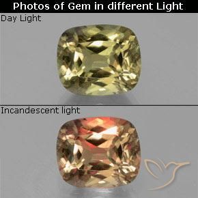 6.65ct 天然 茶色がかった黄色 カラーチェンジディアスポラ, クッション, VS-SI