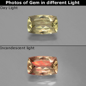 2.15カラットの天然グリーン/ピンク色が変わるダイアスポア、クッションカット、VS