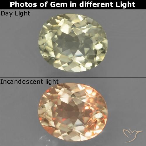 0.85ct 天然 イエローベージュ カラーチェンジディアスポラ, 楕円形, VS