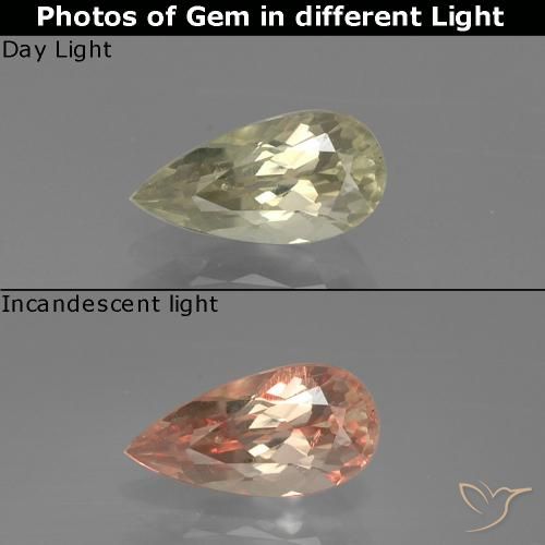 1.06ct 天然 イエローベージュ カラーチェンジディアスポラ, 洋梨の形, VS