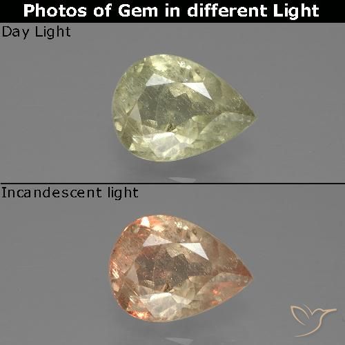 1.25ct 天然 ライトイエロー カラーチェンジディアスポラ, 洋梨の形, SI