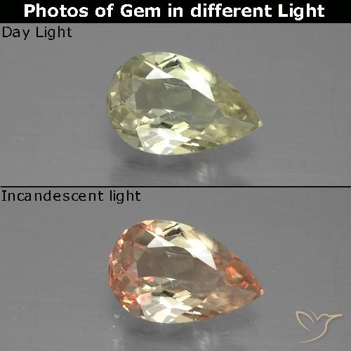 0.94ct 天然 ライトイエロー カラーチェンジディアスポラ, 洋梨の形, VS