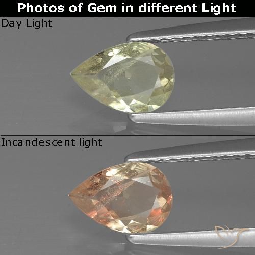 0.66ct 天然 ライトイエロー カラーチェンジディアスポラ, 洋梨の形, VS-SI