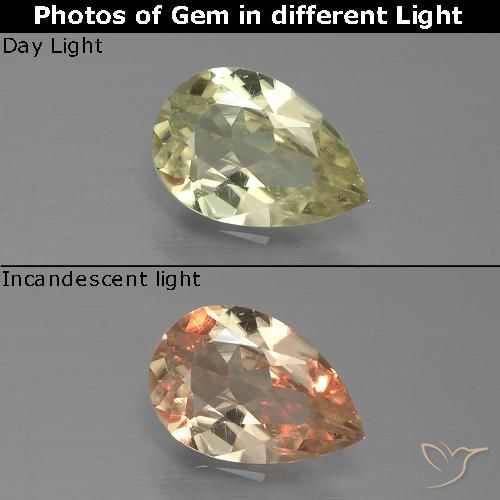 0.92ct 天然 ライトイエロー カラーチェンジディアスポラ, 洋梨の形, VS