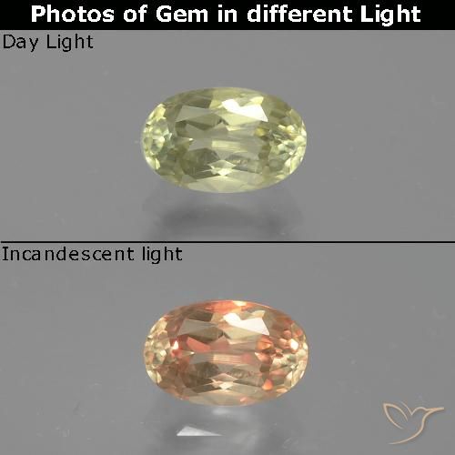 0.79ct 天然 イエローグリーン カラーチェンジディアスポラ, 楕円形, VS