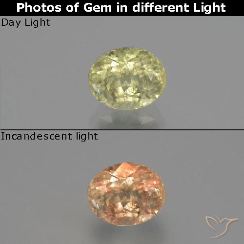 1.26ct 天然 ライトイエロー カラーチェンジディアスポラ, 楕円形, SI