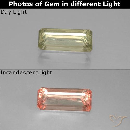 1.50ct 天然 非常に薄いゴールデンイエロー カラーチェンジディアスポラ, エメラルドカット, VS-SI