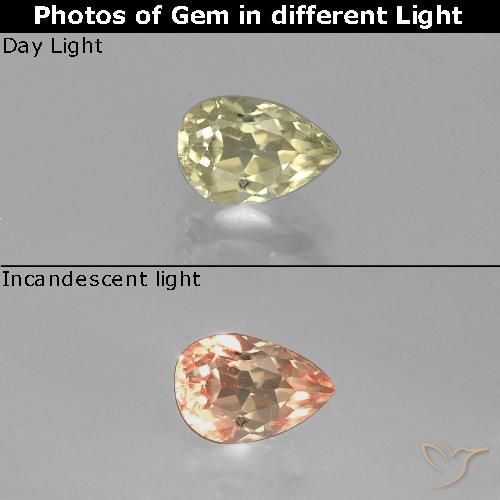 0.83ct 天然 ミディアムイエロー カラーチェンジディアスポラ, 洋梨の形, VVS-VS