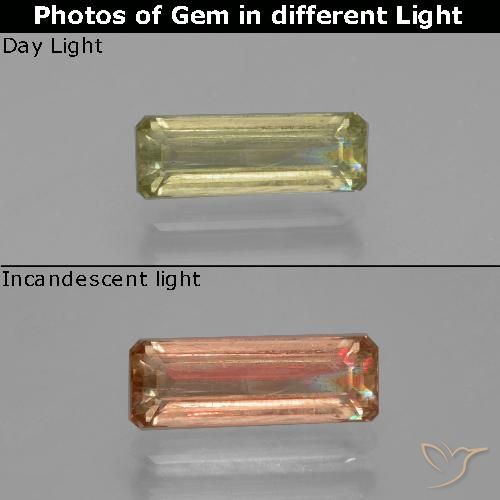 1.35ct 天然 イエローベージュ カラーチェンジディアスポラ, エメラルドカット, VS-SI