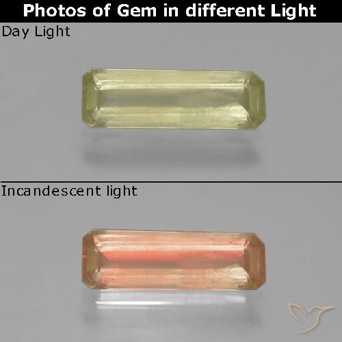 1.27ct 天然 イエローベージュ カラーチェンジディアスポラ, エメラルドカット, SI