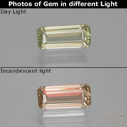 1.03ct 天然 非常に薄い黄色 カラーチェンジディアスポラ, エメラルドカット, VVS-VS