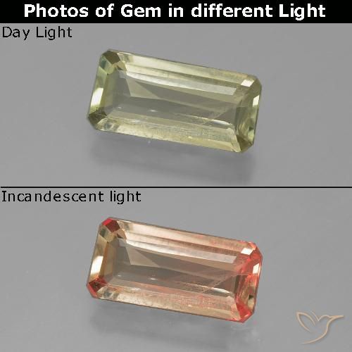 1.10ct 天然 イエローベージュ カラーチェンジディアスポラ, エメラルドカット, VS-SI