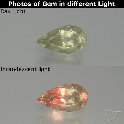 1.26ct 天然 ライトイエロー カラーチェンジディアスポラ, 洋梨の形, SI