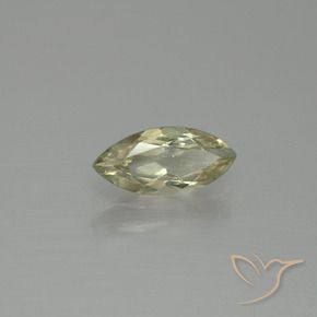 1.27カラットの天然とても淡いイエローカラーチェンジダイアスポア（10.9×5.1 mm・マーキス）