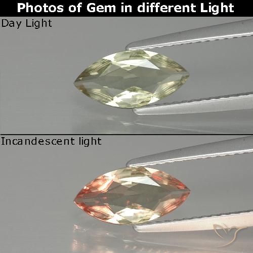 1.00ct 天然 非常に薄いゴールデンイエロー カラーチェンジディアスポラ, マーキーズ, VVS-VS