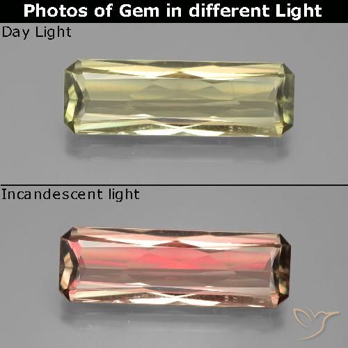6.71ct 天然 薄いイエローグリーン カラーチェンジディアスポラ, エメラルドカット, VS