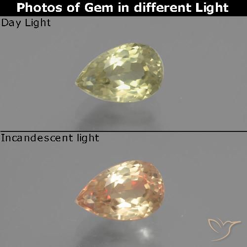 1.10ct 天然 非常に薄い黄色 カラーチェンジディアスポラ, 洋梨の形, VS