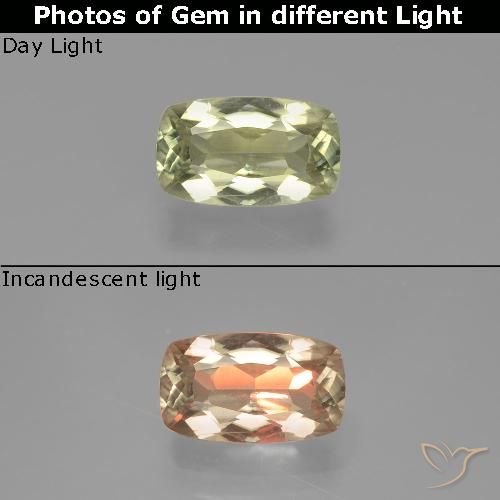 1.19ct 天然 ライトイエロー カラーチェンジディアスポラ, クッション, VVS-VS