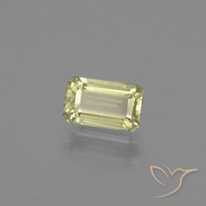 0.93カラットの天然非常に薄い黄色色が変わるダイアスポア、八角形 / エメラルドカット、VVS-VS