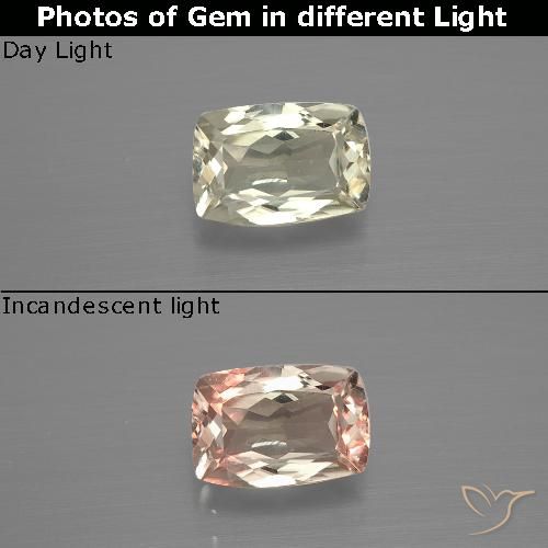 1.11ct 天然 ライトイエロー カラーチェンジディアスポラ, クッション, VVS-VS
