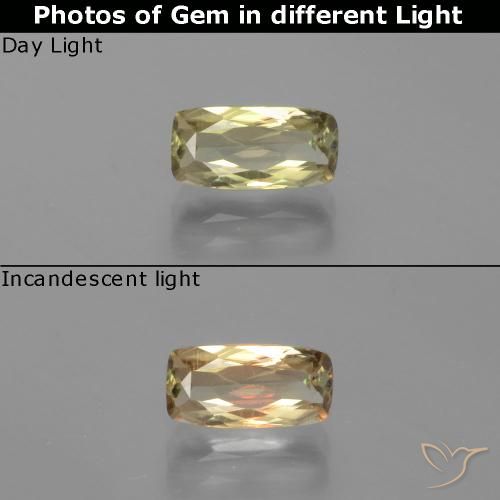 1.70ct 天然 ライトイエロー カラーチェンジディアスポラ, クッション, VS