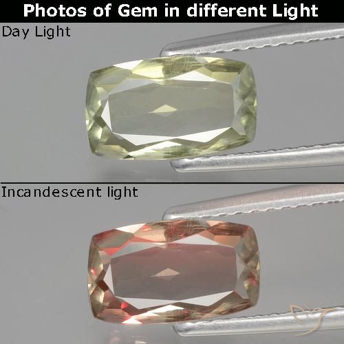 1.26ct 天然 非常に薄い黄色 カラーチェンジディアスポラ, クッション, VVS-VS