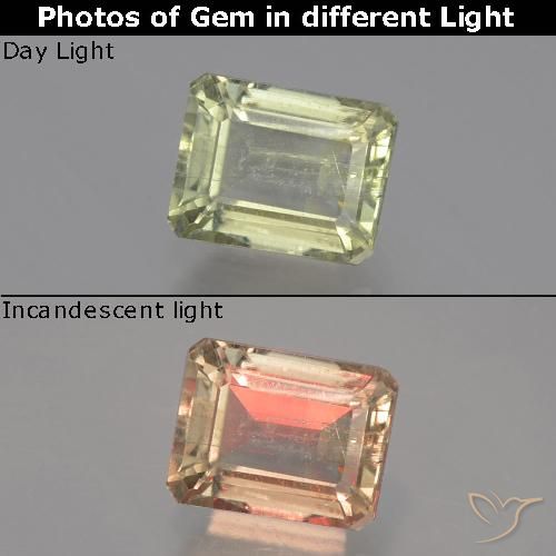 1.41ct 天然 非常に薄い黄色 カラーチェンジディアスポラ, エメラルドカット, VS-SI