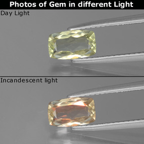 1.08カラットの天然グリーンからピンク色が変わるダイアスポア、クッションカット、VVS-VS