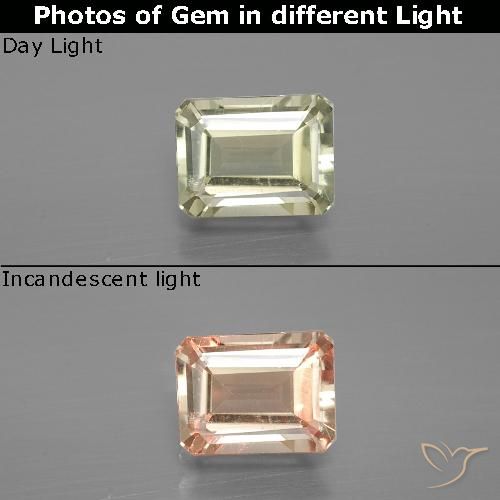 1.09ct 天然 ライトイエロー カラーチェンジディアスポラ, エメラルドカット, VS-SI