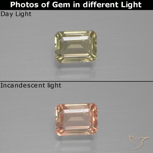 1.23ct 天然 茶色がかった黄色 カラーチェンジディアスポラ, エメラルドカット, VS