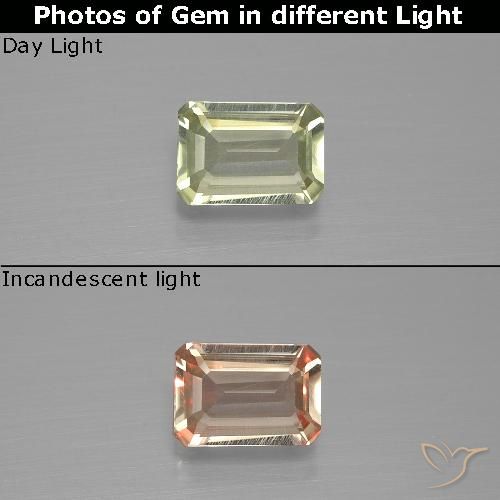 0.86ct 天然 茶色がかった黄色 カラーチェンジディアスポラ, エメラルドカット, VVS-VS