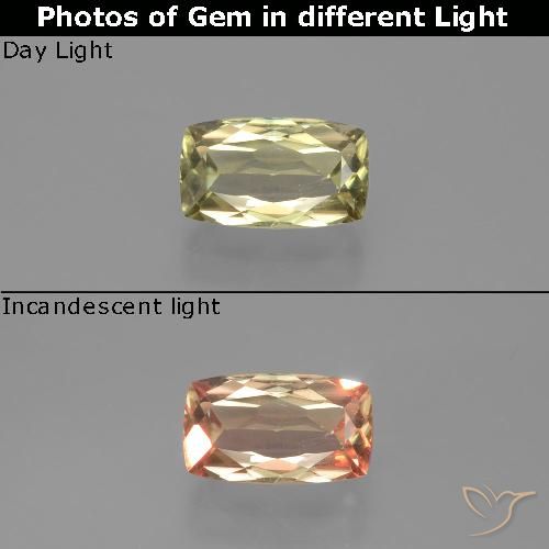 1.37ct 天然 非常に薄い黄色 カラーチェンジディアスポラ, クッション, VS
