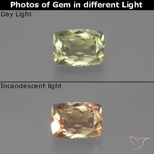 1.14ct 天然 ライトイエロー カラーチェンジディアスポラ, クッション, VS