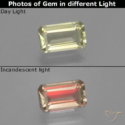 1.17ct 天然 アーシーイエロー カラーチェンジディアスポラ, エメラルドカット, VVS-VS