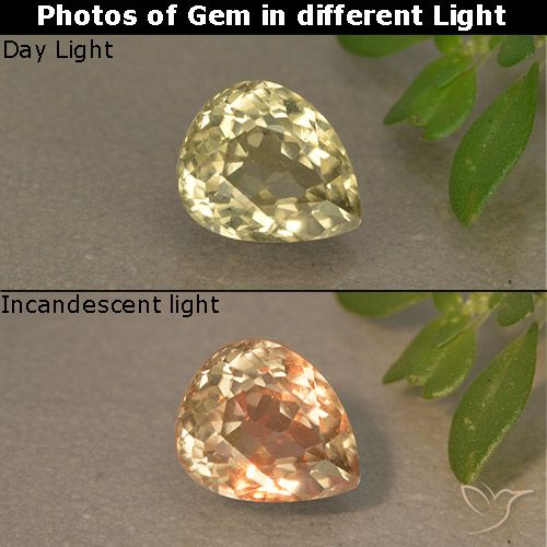 1.05ct 天然 ライトイエロー カラーチェンジディアスポラ, 洋梨の形, VS