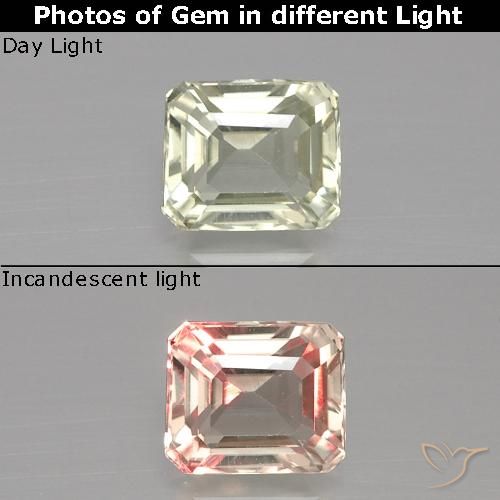 1.19ct 天然 薄いイエローグリーン カラーチェンジディアスポラ, エメラルドカット, VVS-VS