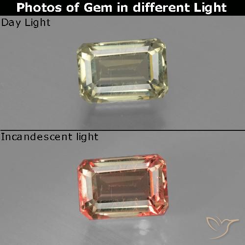 1.05ct 天然 茶色がかった黄色 カラーチェンジディアスポラ, エメラルドカット, VS